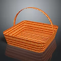 Orange Woven Square Basket With Handle Decorative Home Storage Item
