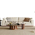 Modern Sofa Coffee Table Set With Throw Pillows Rug And Floor Lamp 3d model