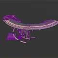 Curved Metal Structural Component With Shiny Surface And Support Structures
