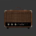 Vintage Portable Speaker With Leather Handle Textured Panel And Metal Trim