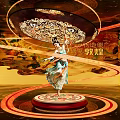 Dunhuang Themed Cultural Art Exhibition Hall Featuring Flying Apsara Dancer And Traditional Murals