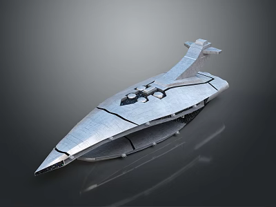 Futuristic Silver Aerodynamic Aerospace Spaceship Design With Cockpit Window And Interstellar Features 3d model