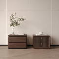 Middle Style Bedside Table Solid Wood Square 3d model