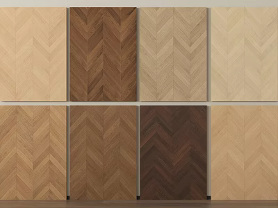 Hardwood Flooring Herringbone Pattern Samples Display Various Natural Wood Colors 3d model
