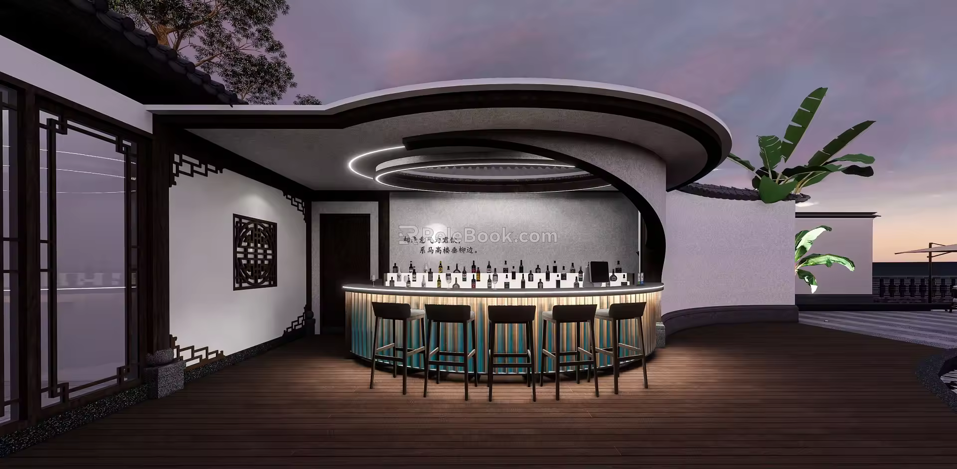 New Chinese-style clean bar counter 3d model