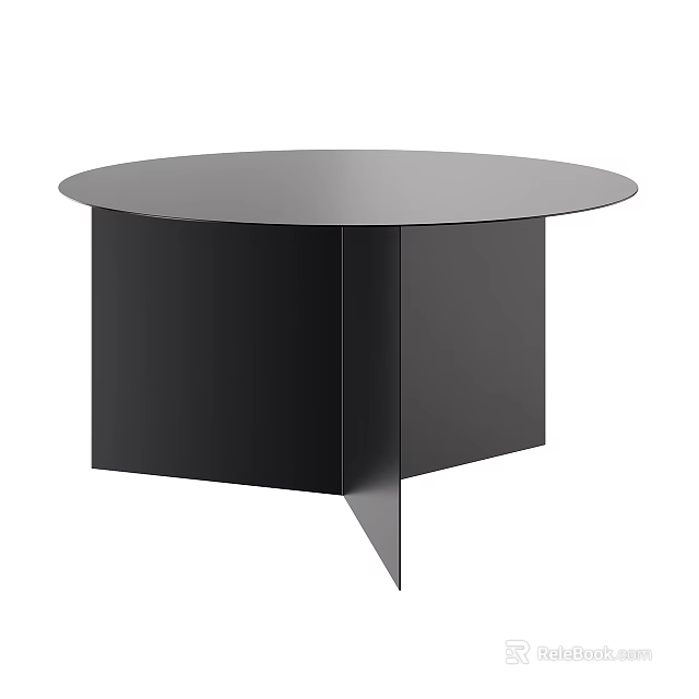 Modern Black Round Top Side Table With Geometric Base And Sleek Design 3d model
