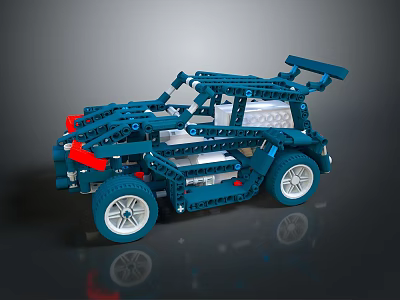 Blue Red Lego Building Blocks Off Road Car Model Toy For Kids Creative Play 3d model