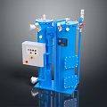 Blue Industrial Machinery With Control Panel Pipes Valves And Display Screen 3d model