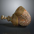 Intricate Sculpture Carving With Golden Inlaid Pattern And Curved Structure