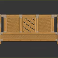 Yellow Rattan Three-Seater Sofa With Woven Backrest And Seat Design