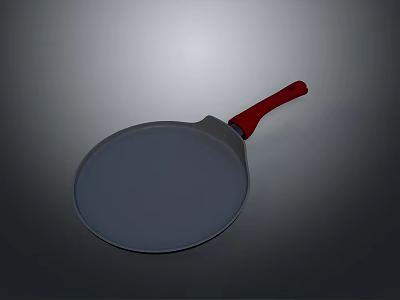 Practical Household Frying Pan With Red Handle And Silver Body For Daily Use 3d model