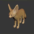 Game and Movie Character 3D Model Fennec Fox with Large Ears and Orange Yellow Fur