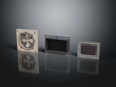 Industrial Metal Ventilation Components With Fan Grille Louvered Vent And Mesh Panel 3d model