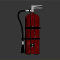 Red Fire Extinguisher With Black Straps Silver Nozzle Handle And Hose On Dark Surface