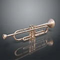 Vintage Brass Trumpet With Shiny Surface And Reflection On Dark Background