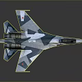 Russian Fighter Jet Model with Blue and White Camouflage Detailed Design and Star Emblem