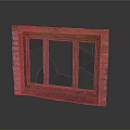 Old Green Window Frame With Broken Glass And Brick Wall Design