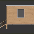 Modern Wooden House Exterior With Porch Railing Stairs Flat Roof And Windows
