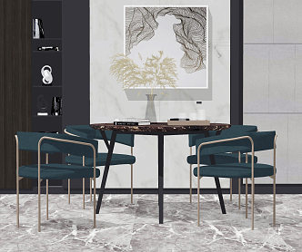 Light Luxury Dining Table and Chair Combination Dining Table and Chair 3d model