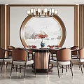 New Chinese Dining Table and Chair Combination Dining Table and Chair 3d model
