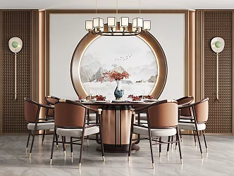New Chinese Dining Table and Chair Combination Dining Table and Chair 3d model