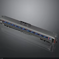 Silver Streamlined Train Model With Blue Red Stripes And Modern Design