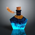 Daily Life Decorative Bottle With Blue Starry Glowing Design Wooden Cap And Orange Mate Label