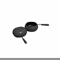 Gray Cookware Set With Frying Pan And Saucepan Wooden Handles