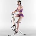 Woman In Purple Sports Bra And Shorts Exercising On Stepper Machine For Fitness Workout