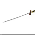 Elegant Vintage Decorative Sword With Wooden Handle And Polished Metal Blade