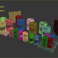 Assorted Colorful Hats And Clothes Display On Wooden Crates For Fashion Apparel
