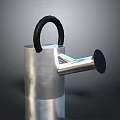 Modern Stainless Steel Watering Can With Black Handle And Cylindrical Body