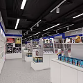 ART GO Mall Store With Self Service Checkout Neon Sign And Shelved Merchandise