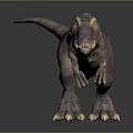 Colorful T Rex Dinosaur Model With Pink Purple Patterns Standing On Dark Background