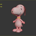 Cute White Cartoon Dog With Red Collar Smiling In Standing Pose 3D Character Model