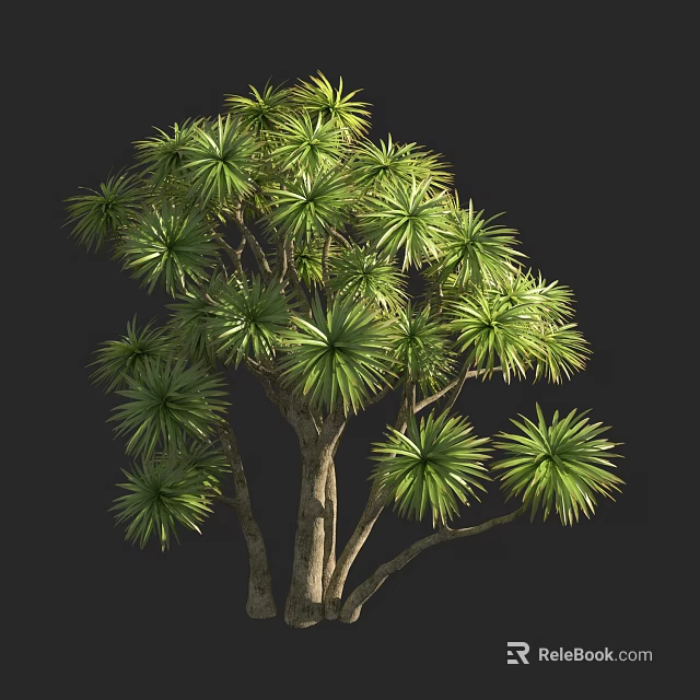 Lush Green Arbor Tree With Tall Trunk And Dense Foliage In Natural Environment 3d model 