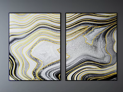 Modern Abstract Painting Decorative Painting Hanging Painting 3d model