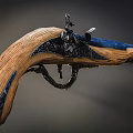 Antique Pistol With Wooden Stock Intricate Metal Carvings And Decorative Design