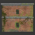 Two Story Red Brick Building Covered With Green Ivy Featuring Windows And Door