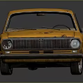 Vintage Yellow Rusty Sedan With Worn Exterior And Classic Design