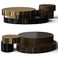 Modern Round Coffee Table Design With Metal And Wooden Multiple Heights 3d model