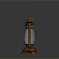 Copper Kerosene Lantern With Glass Shade And Metal Handle Design