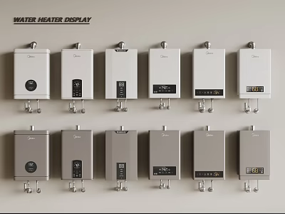 Water Heaters Display With Various Designs For Daily Electrical Appliances Exhibition 3d model