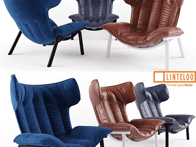 Modern Velvet And Leather Leisure Chair With Blue Brown Gray Options And Unique Backrest 3d model