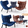 Modern Velvet And Leather Leisure Chair With Blue Brown Gray Options And Unique Backrest