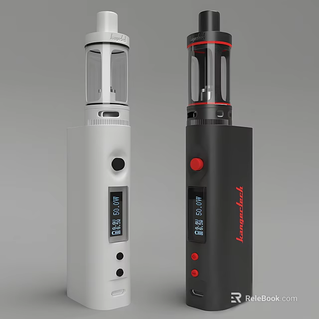 Lavender Electronic Cigarette Devices With White Black Design Digital Display And Red Buttons 3d model