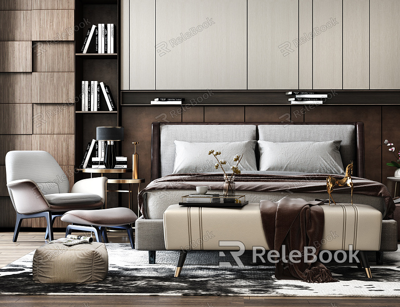 Modern background double bed copy model