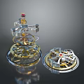 Precision Mechanical Gears And Components With Gold Silver Metal Structure And Intricate Design 3d model