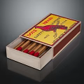 Open DODO BRAND Matchbox With Bird Design And Matches Red Tips 3d model