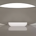Modern Reception Desk With Sleek White Surface Curved Backdrop And Overhead Lighting 3d model